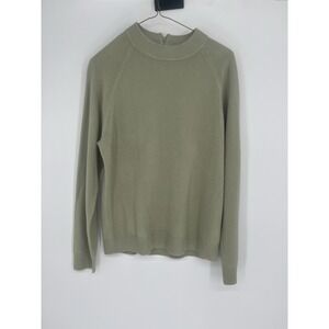 CAROLYN TAYLOR Petite Mock Neck Quarter Zip Sweater Light Green Sz M Pullover